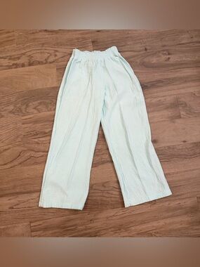 bobi Wide-Leg Baby Blue/Green Elastic Waist Pants Size Medium